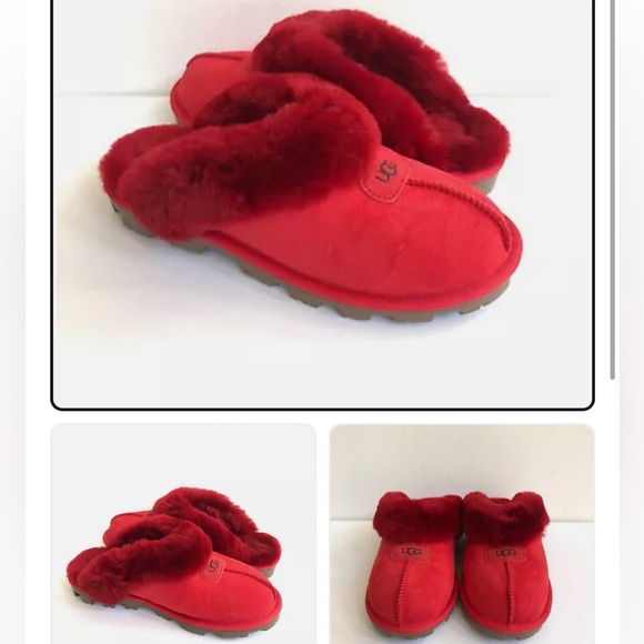 UGG Sz 9 ribbon, red coquette slippers, preowned pre-loved lots of life left - Picture 11 of 11
